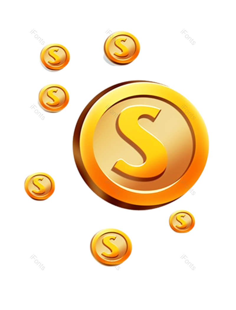 素材图片,卡通金币元素,金属PNG,漂浮元素免抠素材